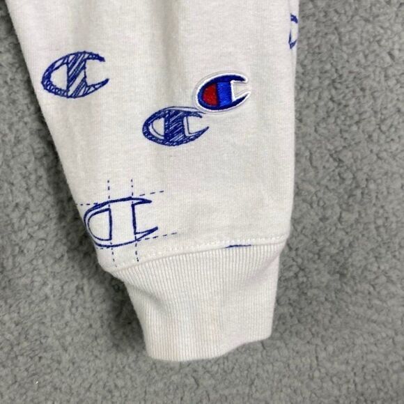 Champion Pajama Shirt‎ Allover Print Mens Sleep Sleepwear Graphic Lounge White M - Picture 11 of 12